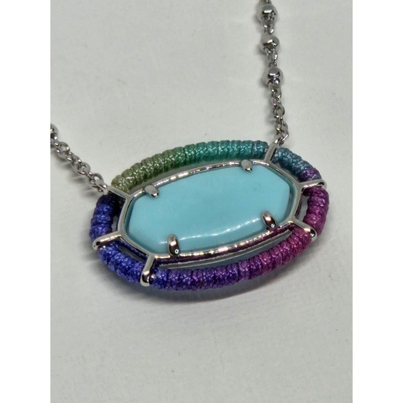 Kendra Scott Handmade Necklace Rhodium Plated Crystal Mother Of Pearl Charm NWT - Picture 10 of 10